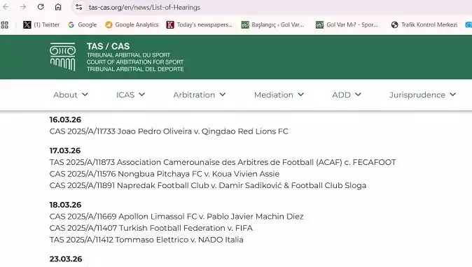 CAS dava listesi