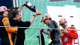 Formula 1'de şampanya yerine gazoz patladı
