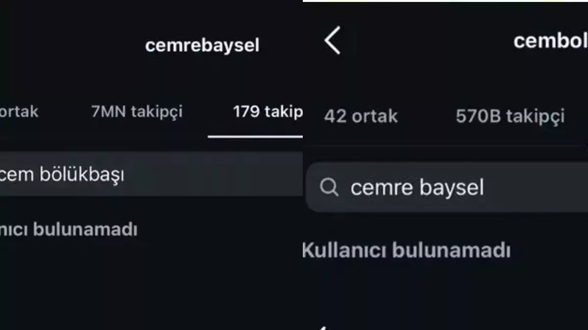Cem Bölükbaşı ile&nbsp;Cemre Baysel'in sosyal medya hesabı