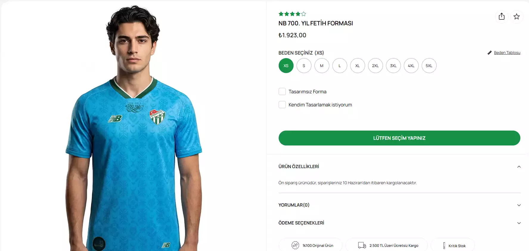Bursaspor Fetih forması