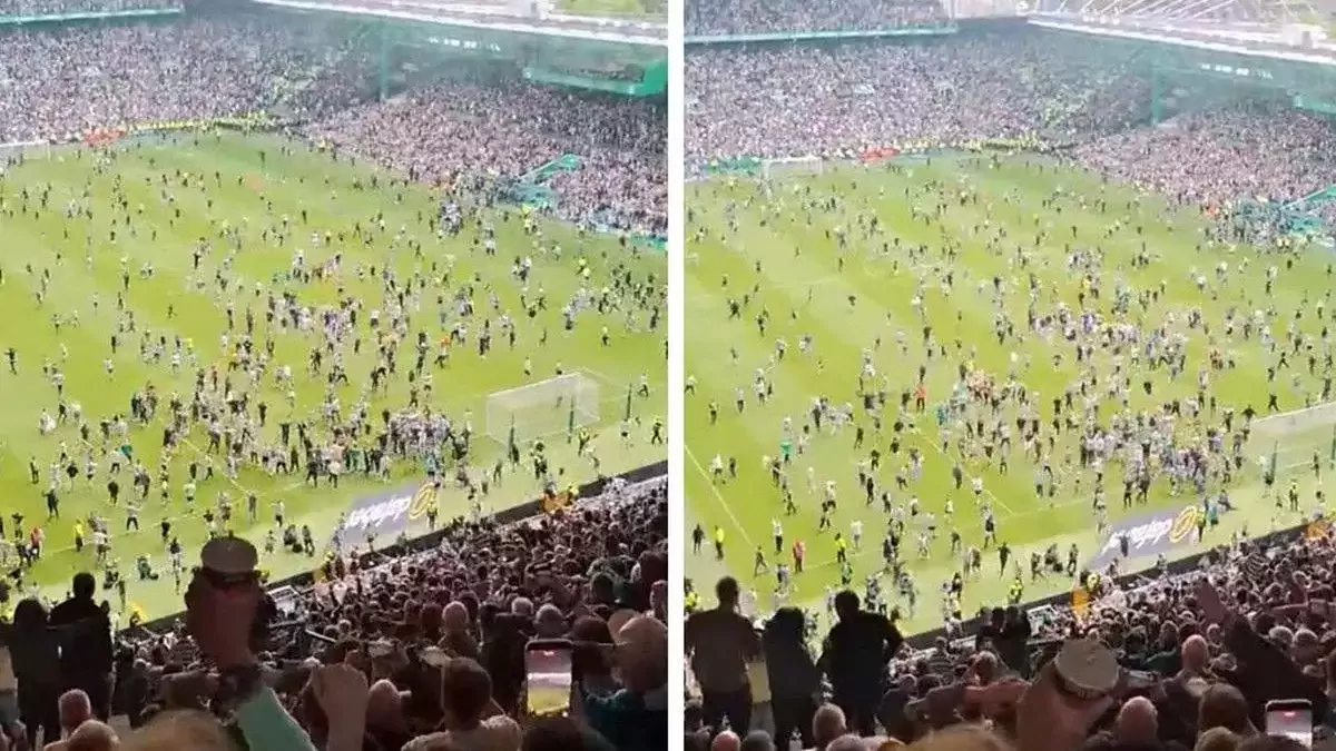 Celtic taraftarı sevinçten sahaya inmişti! Şampiyonluk el değiştirebilir