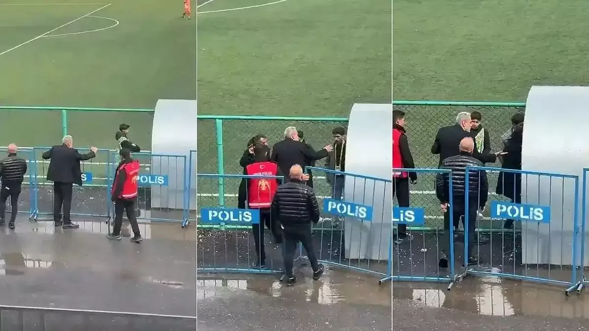 Şırnak Petrolspor Başkanı'nın Kurtalanspor maçında saha kenarına geldiği anlar