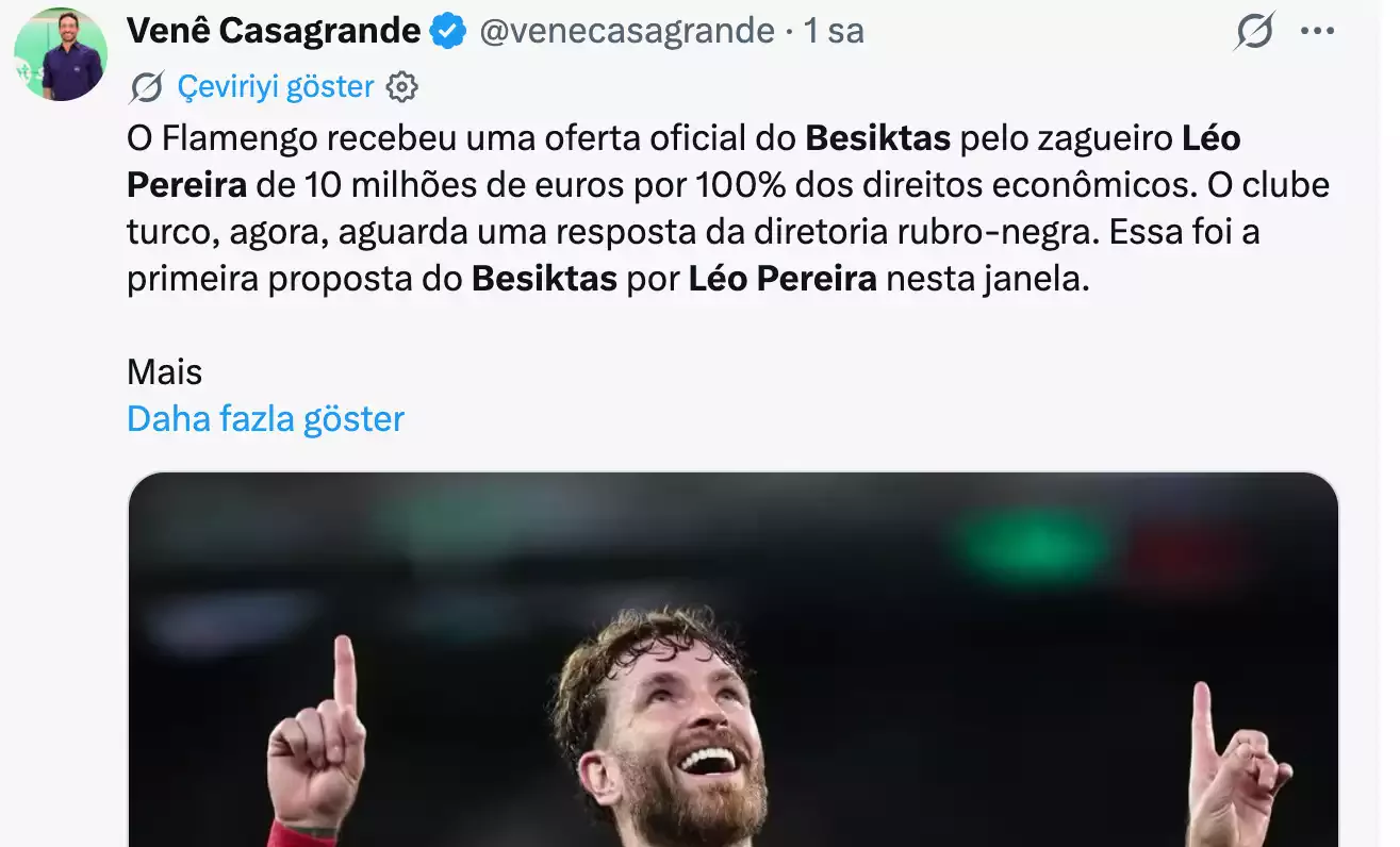 Brezilyalı gazeteci Venê Casagrande'nin paylaşımı