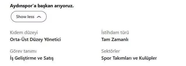 Aydınspor kulüp başkanı ilanı